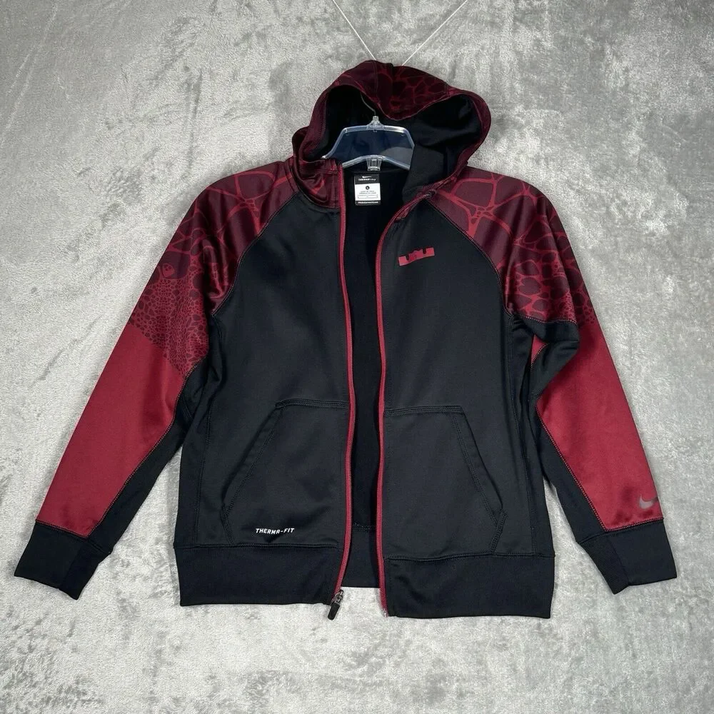 Nike Lebron James Shirt Boys Large Black Red Basketball Hoodie Sweatshirt Street